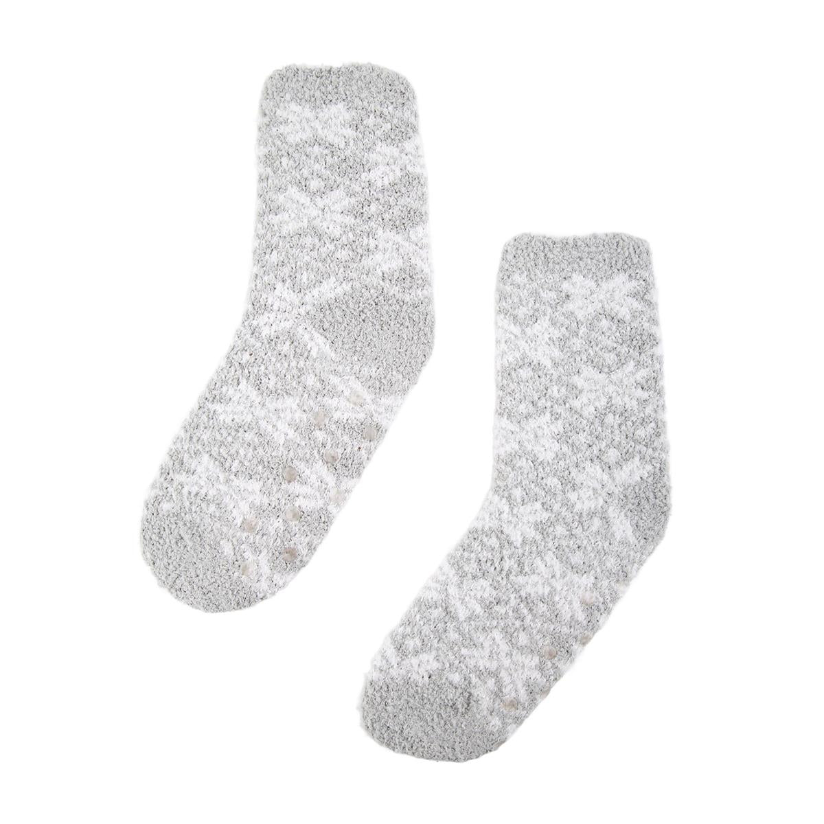 Nordic T. Ladies Fuzzy Socks 2 asst, crew length w antislip, hc