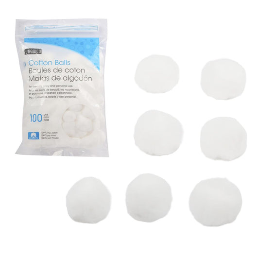 Bodico 100-pc Cotton Balls, 100% COTTON, zip bag (82376)(HZ)