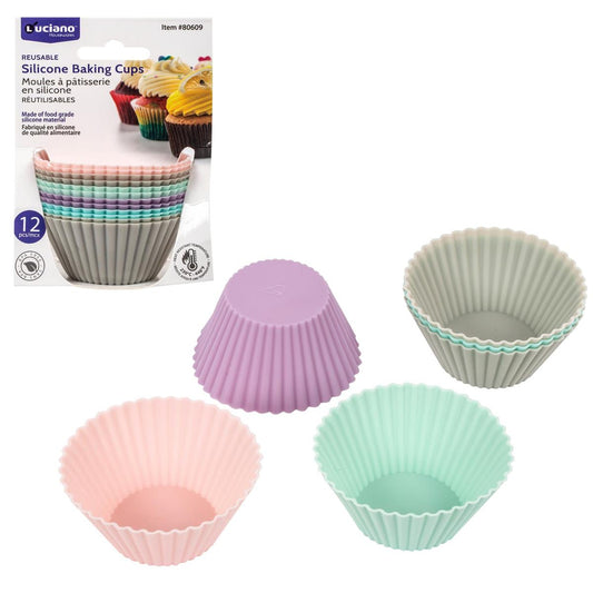 Luciano 12-pc Silicone Baking Cups, 6 colors, hang card (CS)