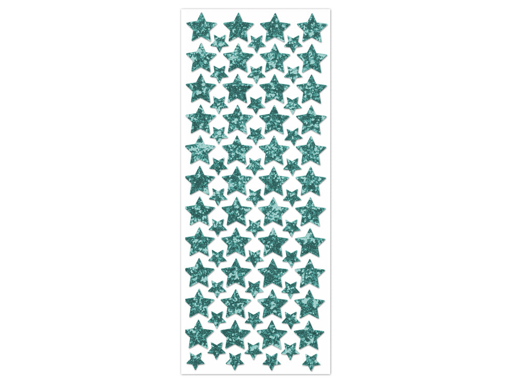 Paper Craft Sticker: 12.5cmx30.5cm Glitter Shapes H) Aqua Stars