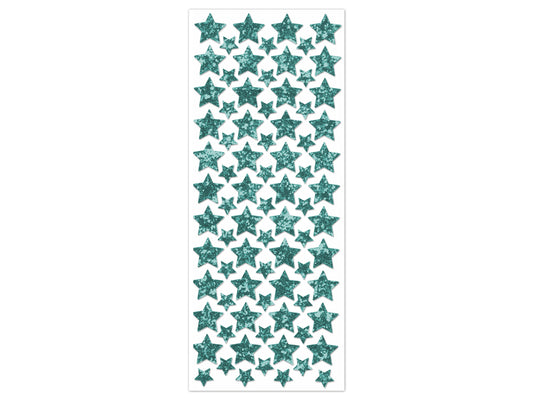 Paper Craft Sticker: 12.5cmx30.5cm Glitter Shapes H) Aqua Stars
