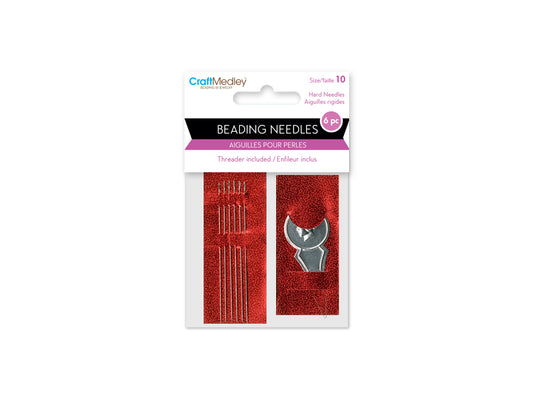 Beading/Jewelry Tool: #10 Beading Needles Hard x6 w/Threader