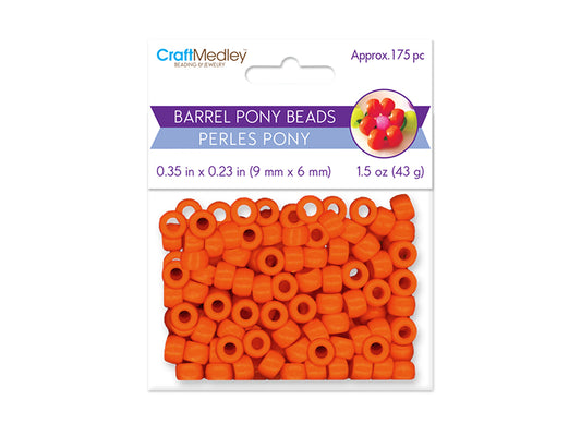 Pony Beads: 9mmx6mm Barrel Standard x175 M) Orange