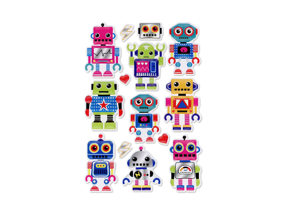 Paper Craft Stickers: 4.3"x6.1" Foil Puffy M) Robots