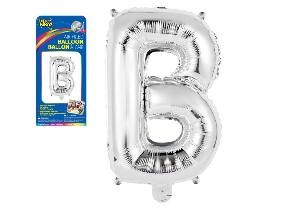 Let's Party "B" Silver Air Filled Balloon, 14"
