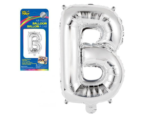 Let's Party "B" Silver Air Filled Balloon, 14"