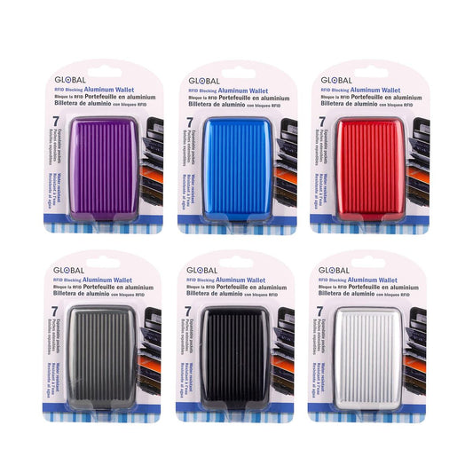 Global Scan-proof Cards Wallet, Aluminum, 6 colours, b/c