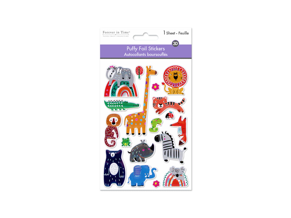 Paper Craft Stickers: 4.3"x6.1" Foil Puffy I) Baby Animals