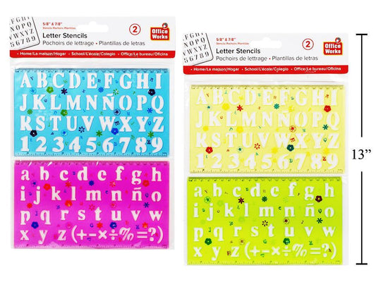 O.WKs. 2-Pc 5/8 & 7/8" Letter Stencil, 4 Colour, pbh FN96614)