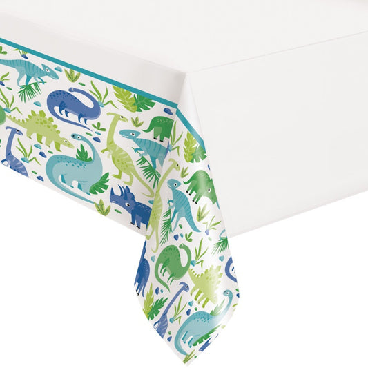 Blue & Green Dinosaur Plastic Table Cover  54"x84"