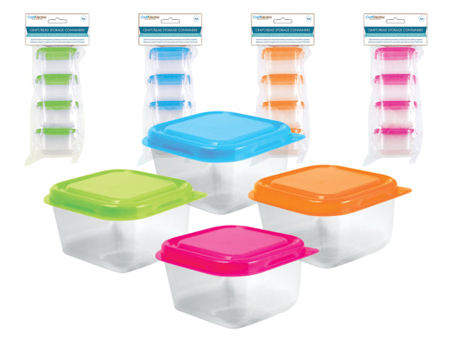 Craft/Bead Storage: 2.5"x1.5" Containers w/Lids 4pk