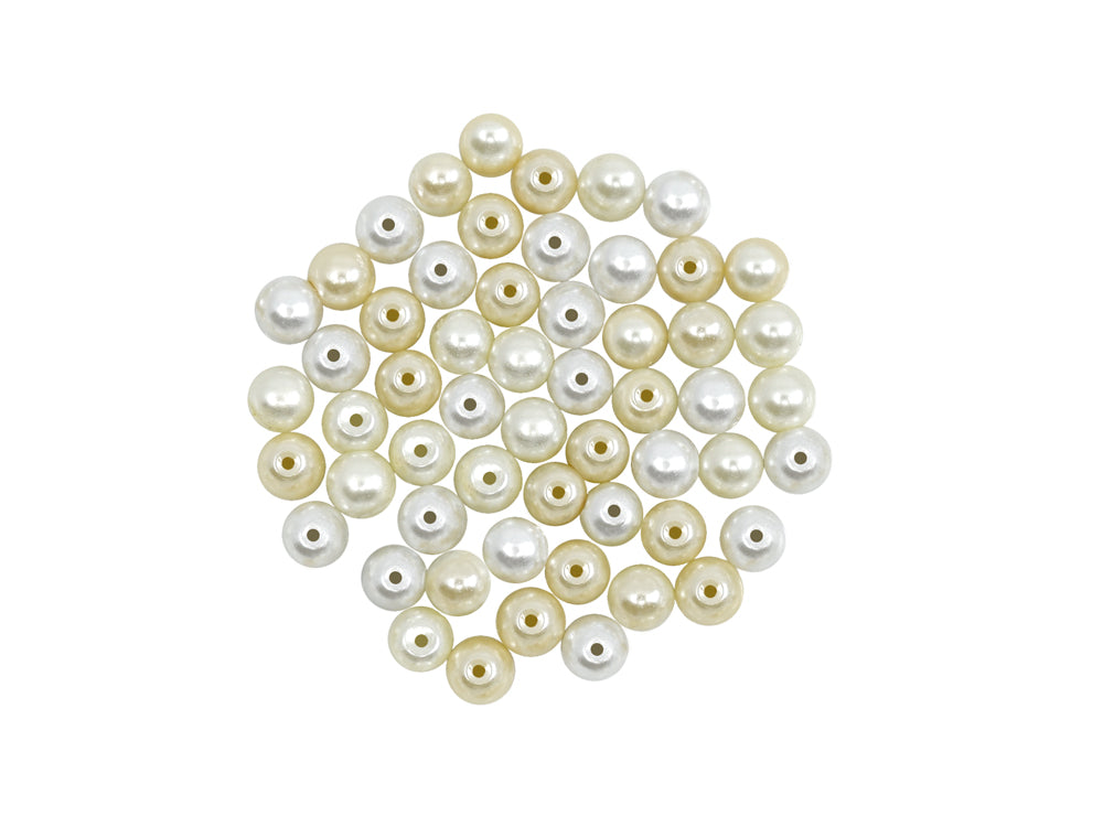 Pearl Beads: 8mm Glass Fired Pearls 35g 3-Col Asst Multi-Pack D) Oyster