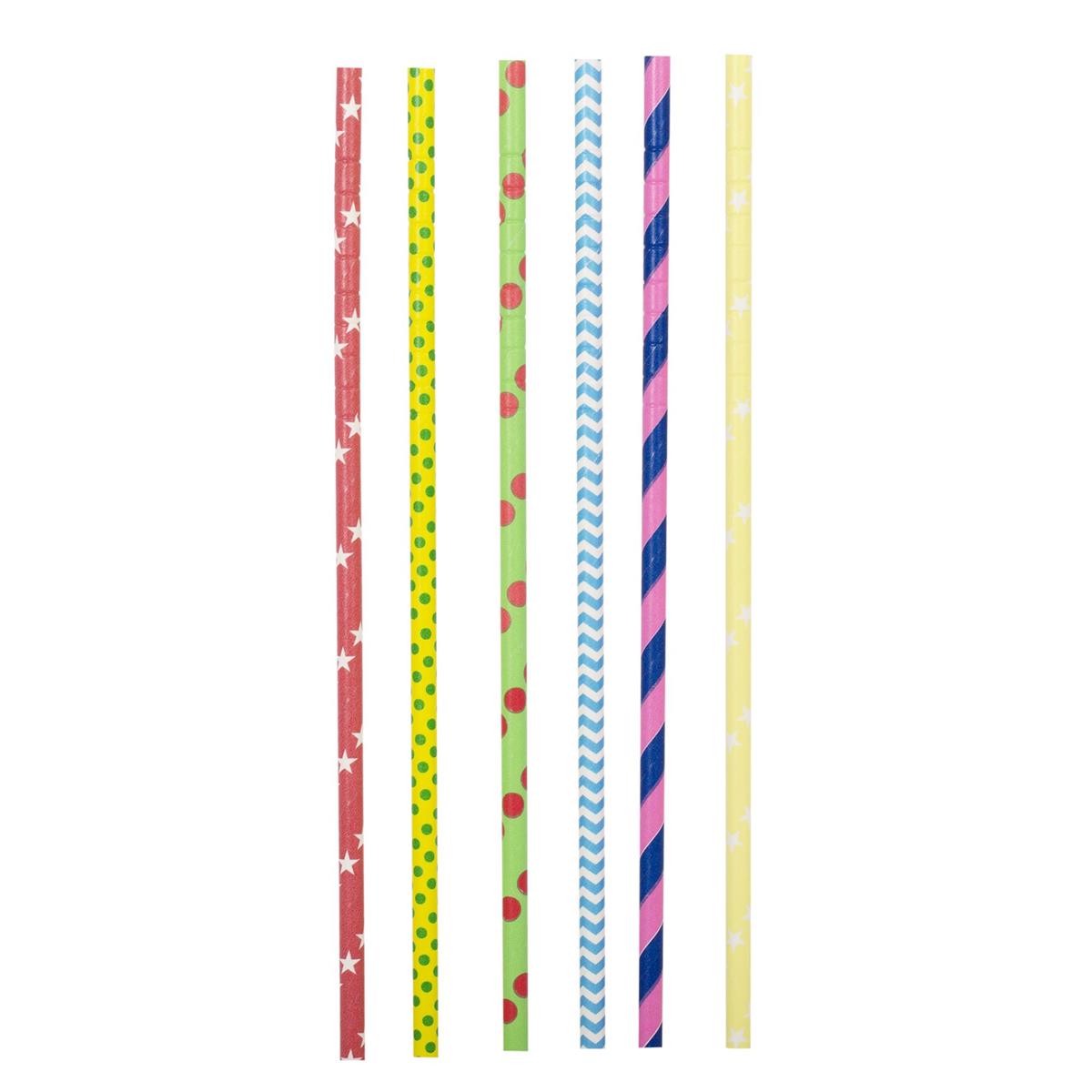 Luciano 20-pc Flexible Paper Straws 23cm L, 6 styles, pbh