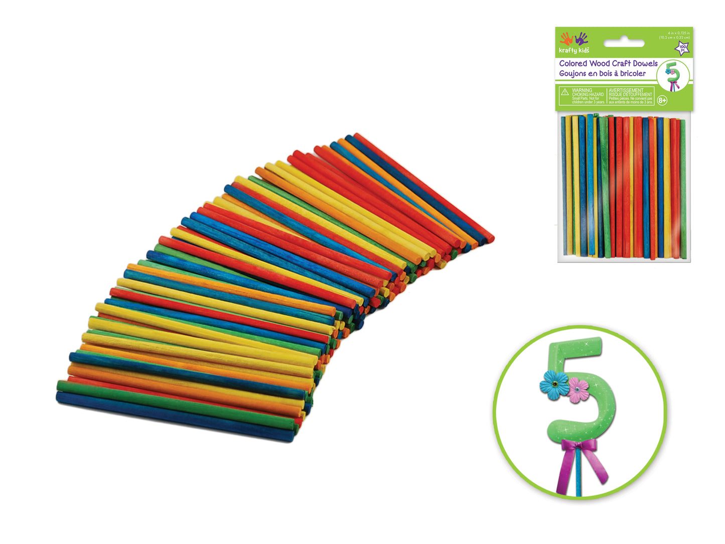 Craftwood: 1/8"x4" Colored Dowel 100/pk
