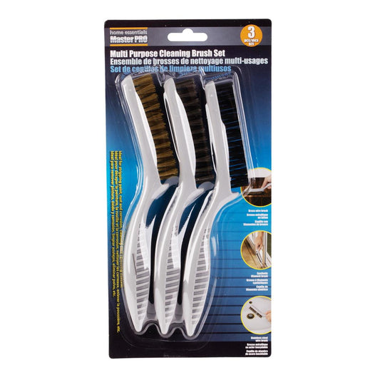 H.E. Master Pro. 3-PC Wire Brush Set, 8.2"H, Blister card