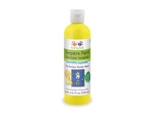 Krafty Kids Paint: 250ml Tempera (8.45oz) I) Yellow