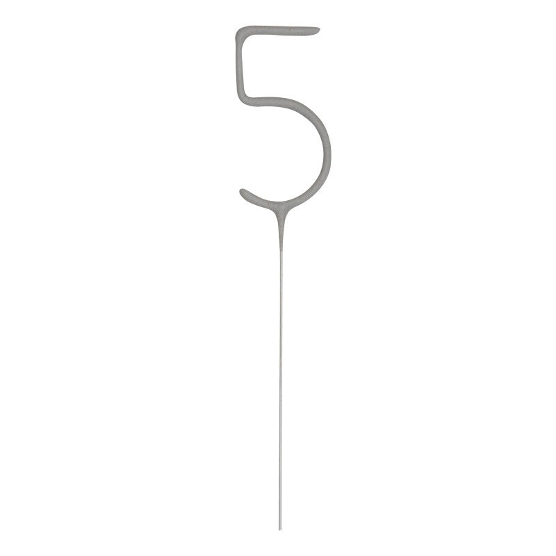 Number 5 Silver Sparkler  7"