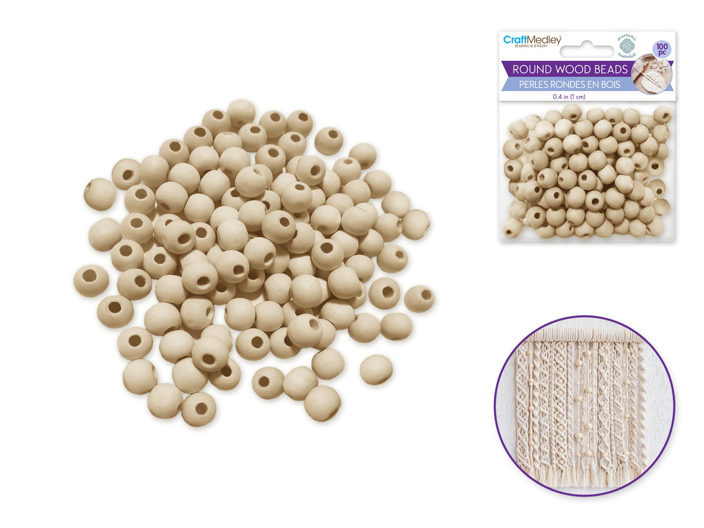 Wood Craft: Round Beads Natural A) 10mm 100pc
