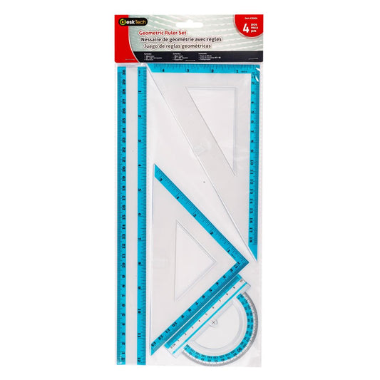 Desk Tech  4pc Geometric Ruler Set,  pbh