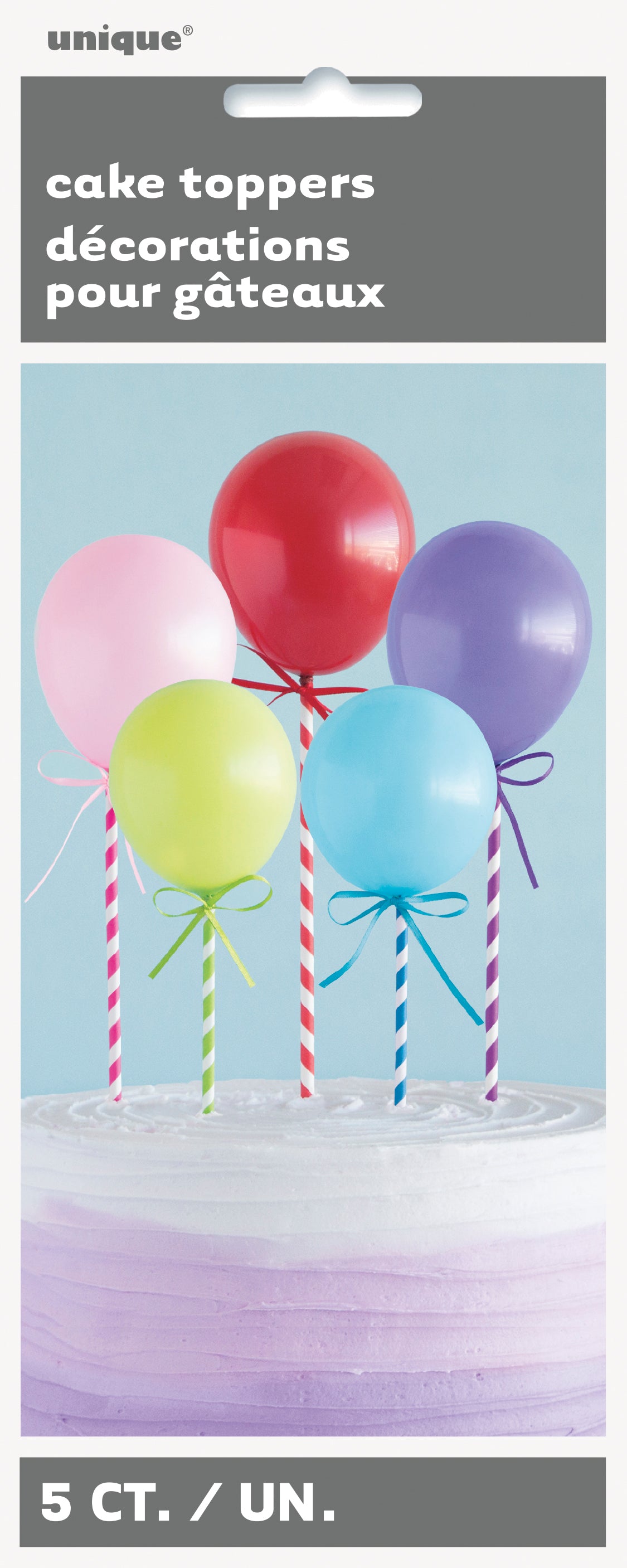 Mini Balloon Stick Cake Toppers  5ct - Assorted