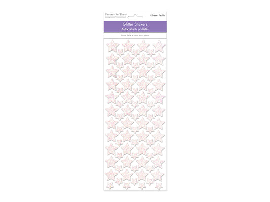 Paper Craft Sticker: 12.5cmx30.5cm Glitter Shapes G) White Stars