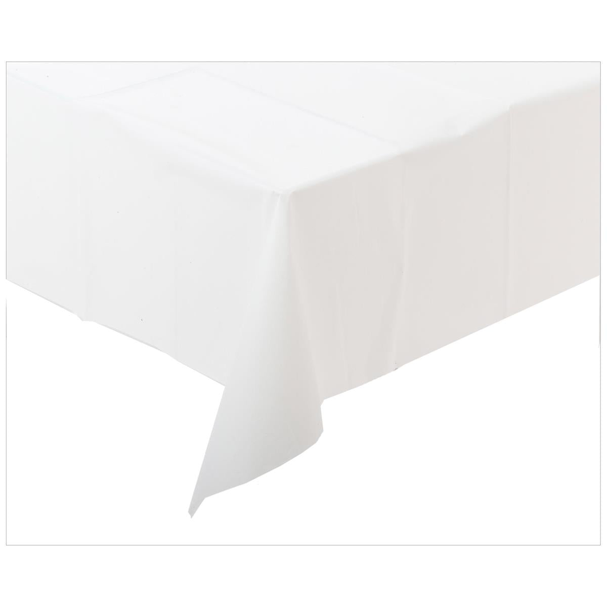 Let's Party, White Plastic Tablecloth, 54"x108", Polybag