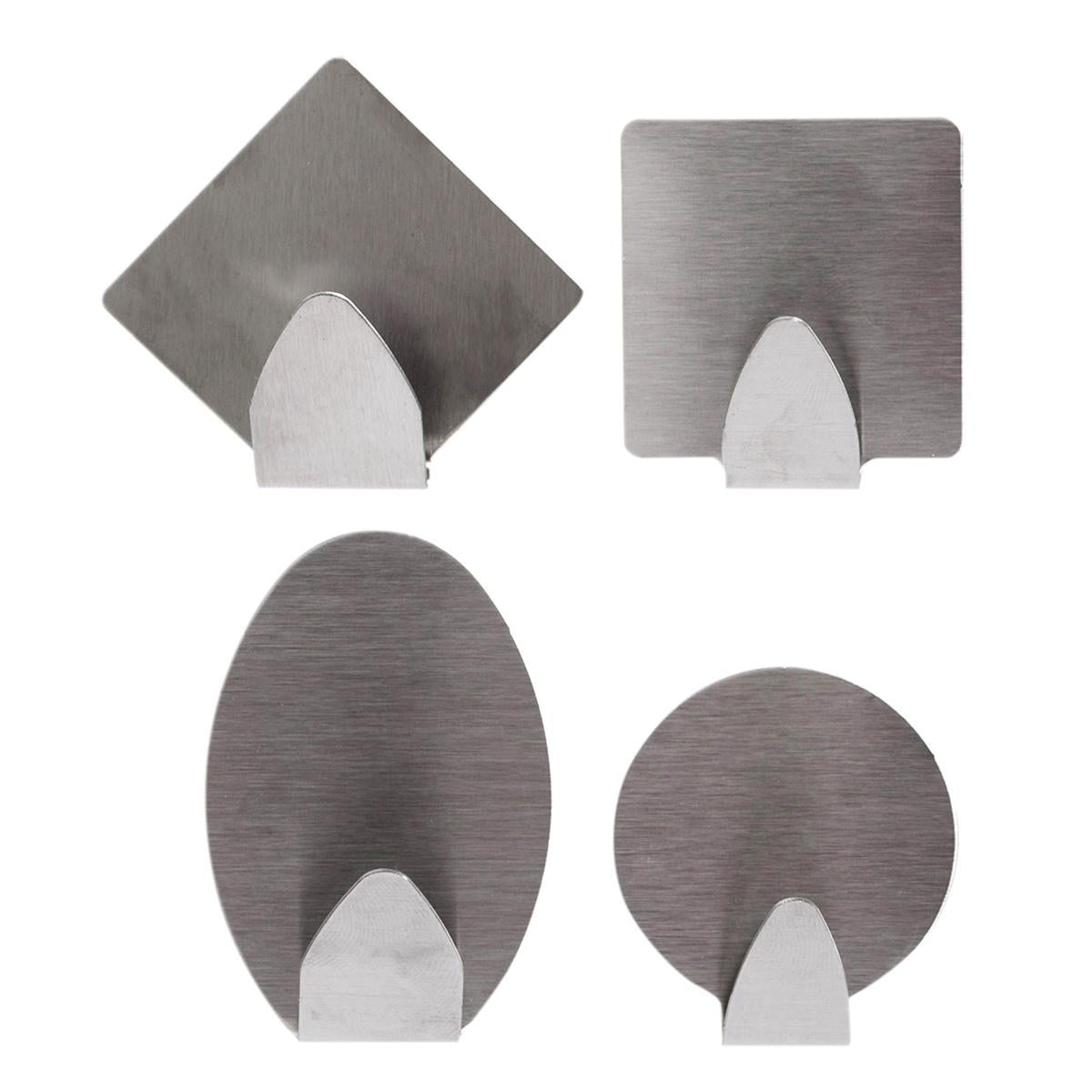 H.E. 4-pc S/S Hooks, Self Adhesive, 4 styles, b/c