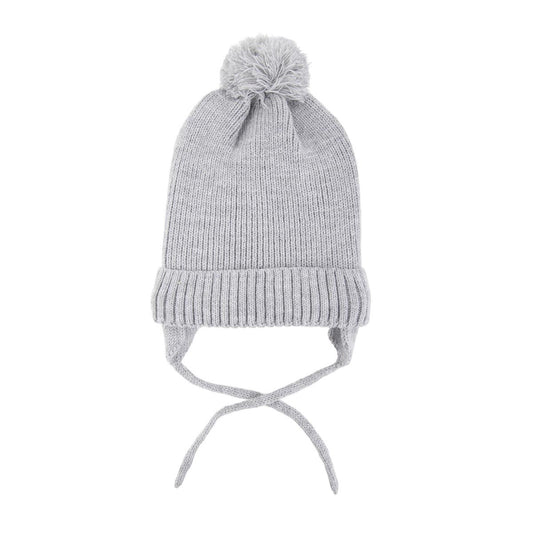 Nordic T. Kids Chenile Beanie,w pom pom, grey, ht