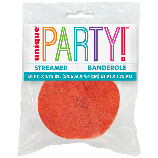 Orange Crepe Streamer – 81 ft Party Decoration Streamer