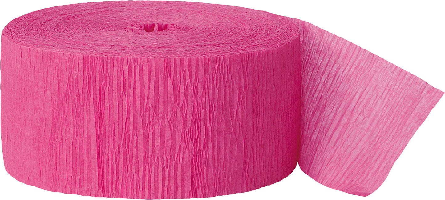 Hot Pink Crepe Streamer – 81 ft Party Decoration Streamer