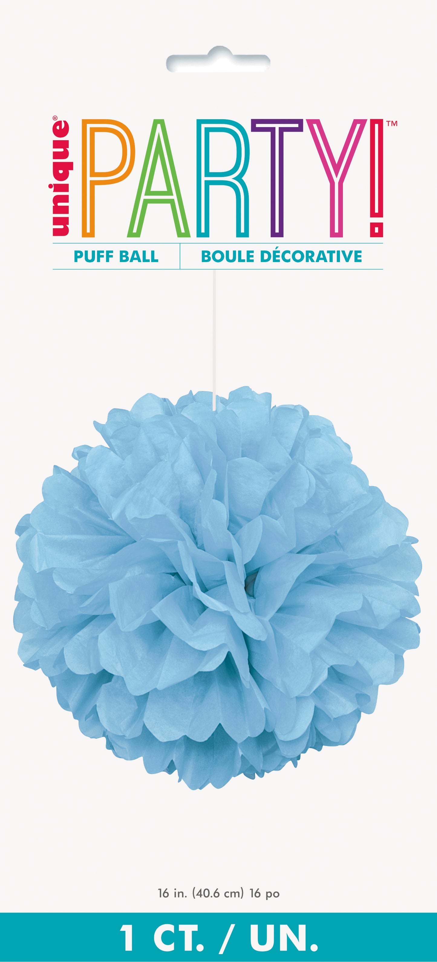 Powder Blue Solid Hanging Tissue Pom Pom – 16" Party Decoration