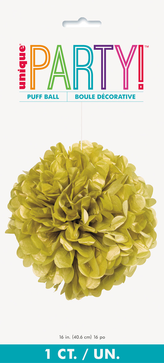 Metallic Gold Solid Hanging Tissue Pom Pom – 16" Party Decoration