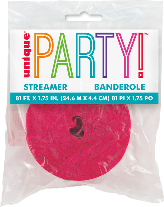 Hot Pink Crepe Streamer – 81 ft Party Decoration Streamer