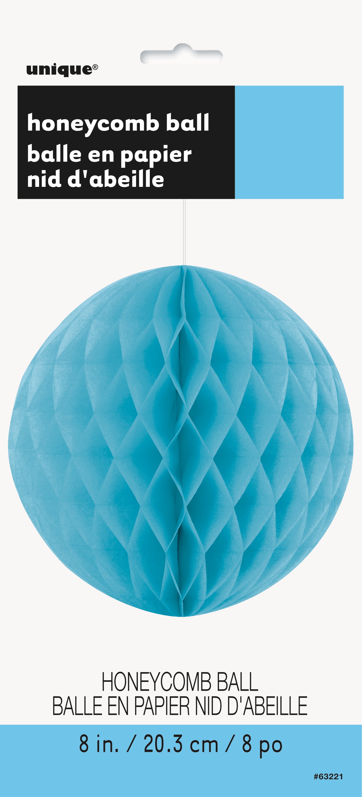 Powder Blue Solid Honeycomb Ball – 8" Party Decoration