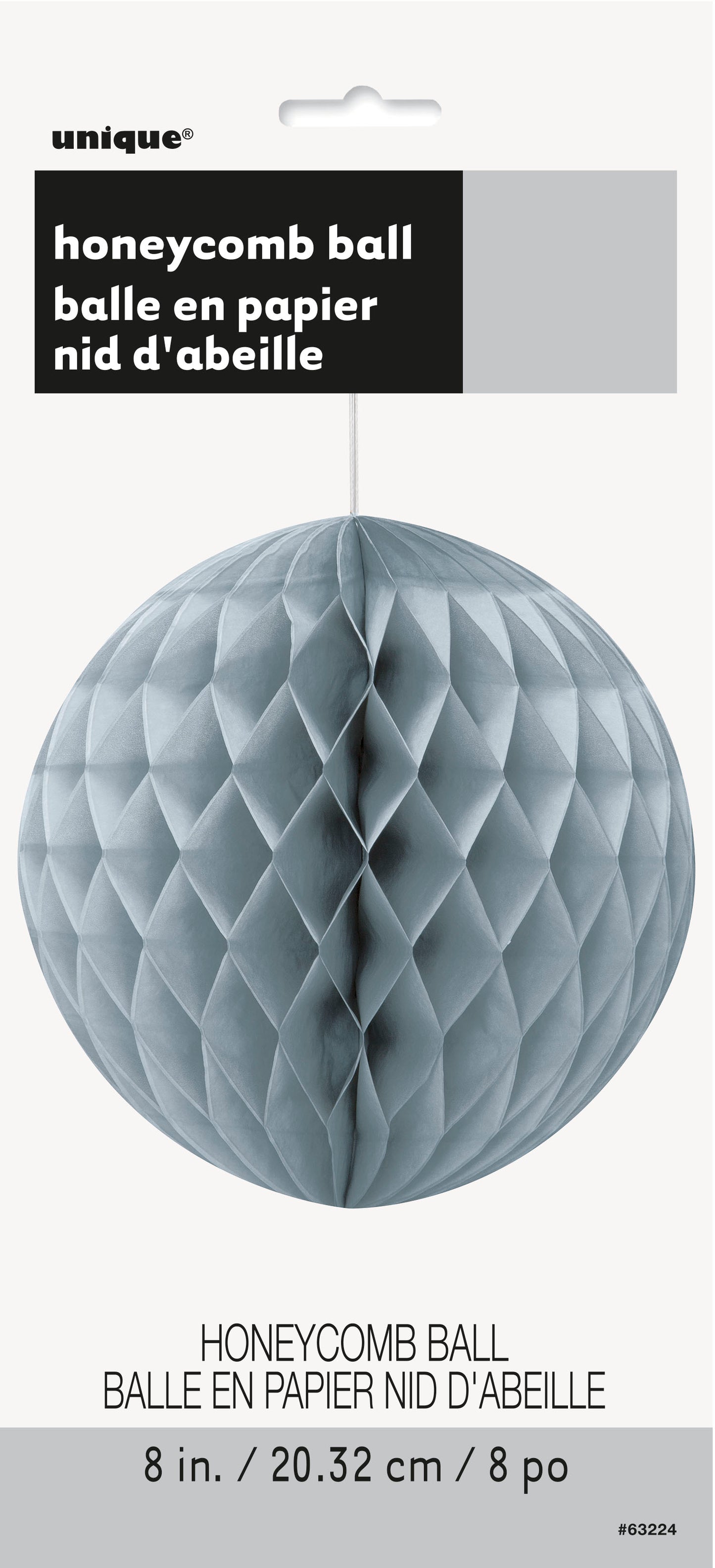 Silver Solid Honeycomb Ball – 8" Party Decoration