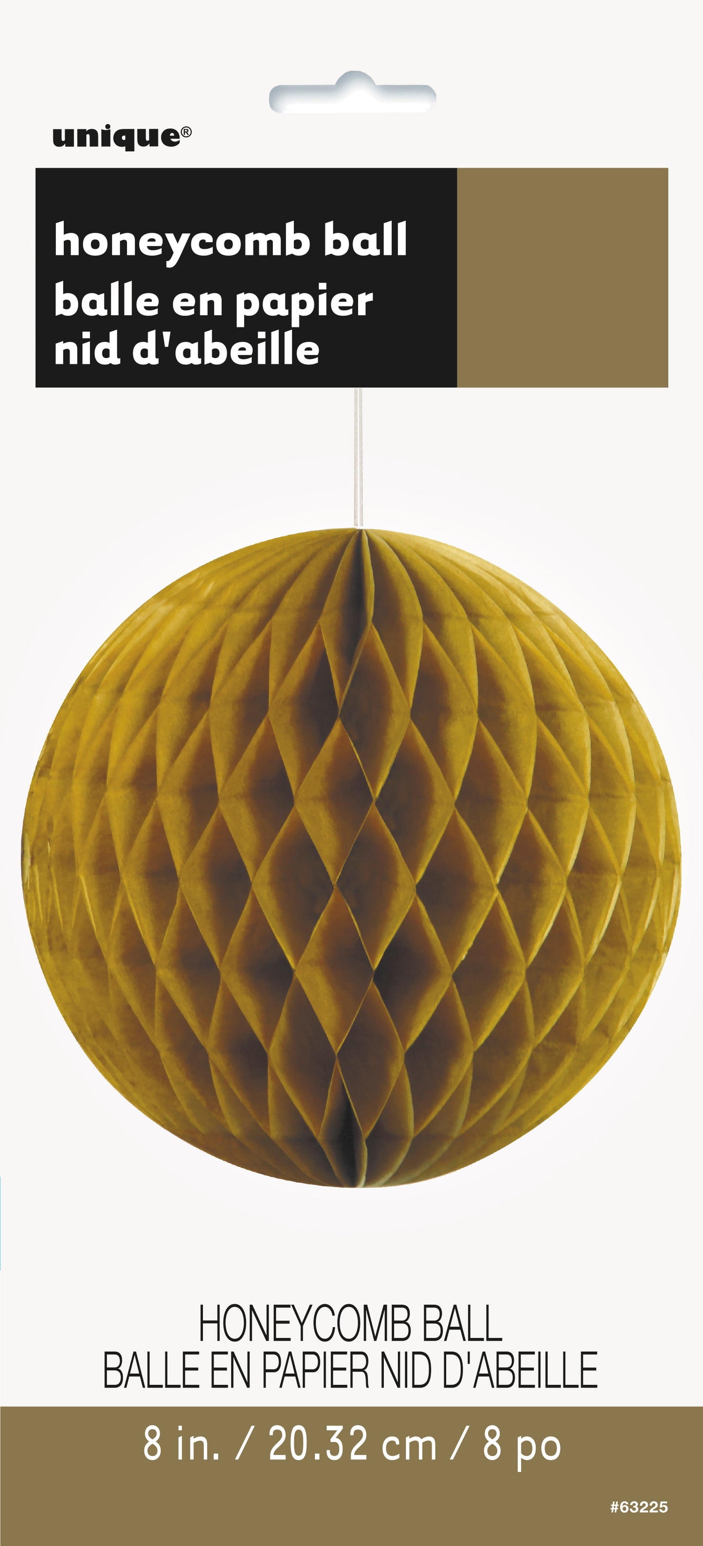 Gold Solid Honeycomb Ball – 8" Party Decoration