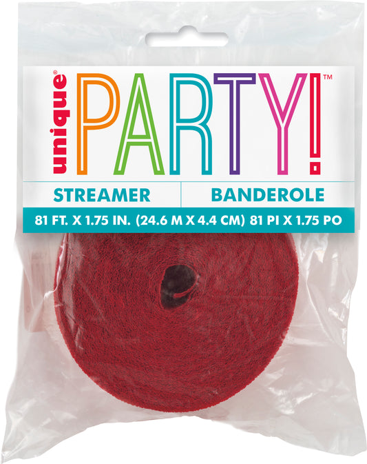 Ruby Red Crepe Streamer – 81 ft Party Decoration Streamer