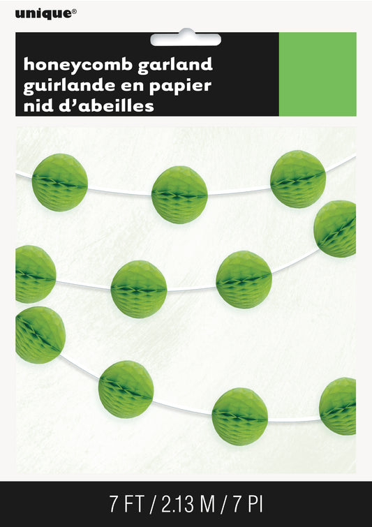 Lime Green Honeycomb Ball Garland – 7 ft Party Decoration Garland