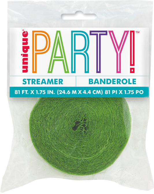 Lime Green Crepe Streamer – 81 ft Party Decoration Streamer