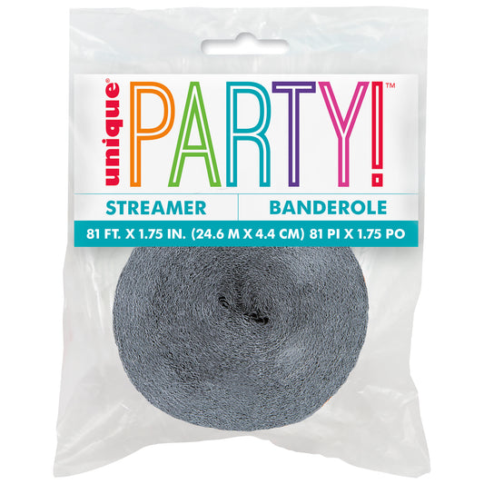 Grey Crepe Streamer – 81 ft Party Decoration Streamer