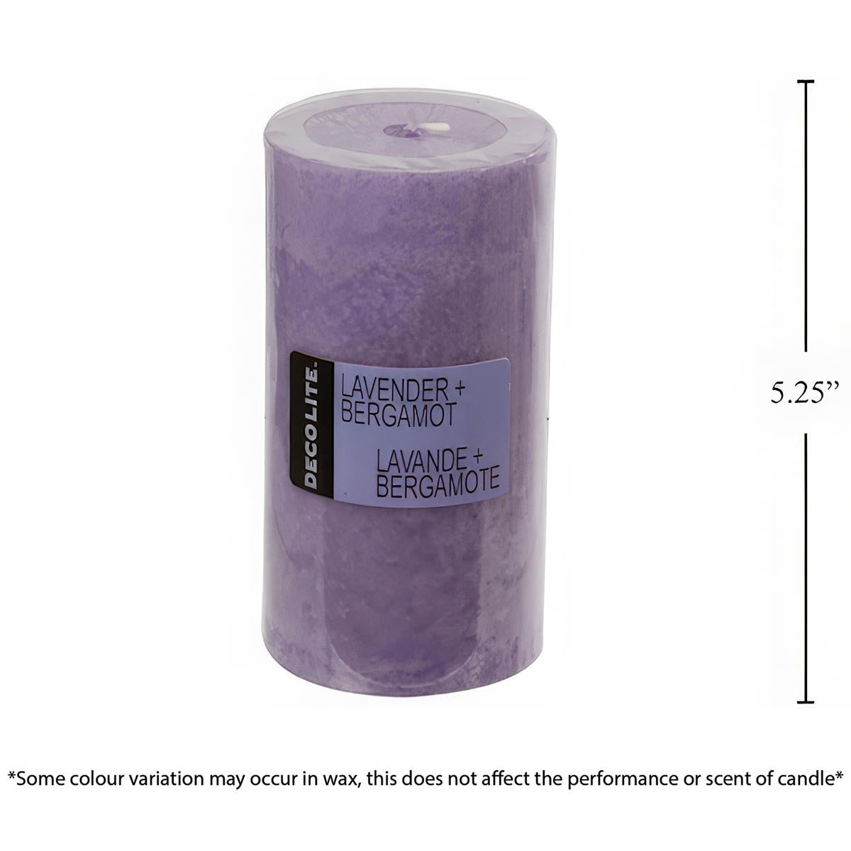 DecoLite Large Pillar, Lavender + Bergamot, 2.75" x 5.25