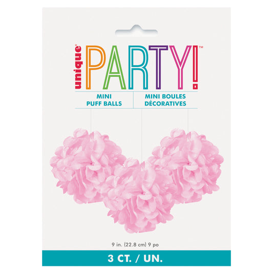 Lovely Pink Mini Puff Tissue Decorations – 3ct Party Decoration