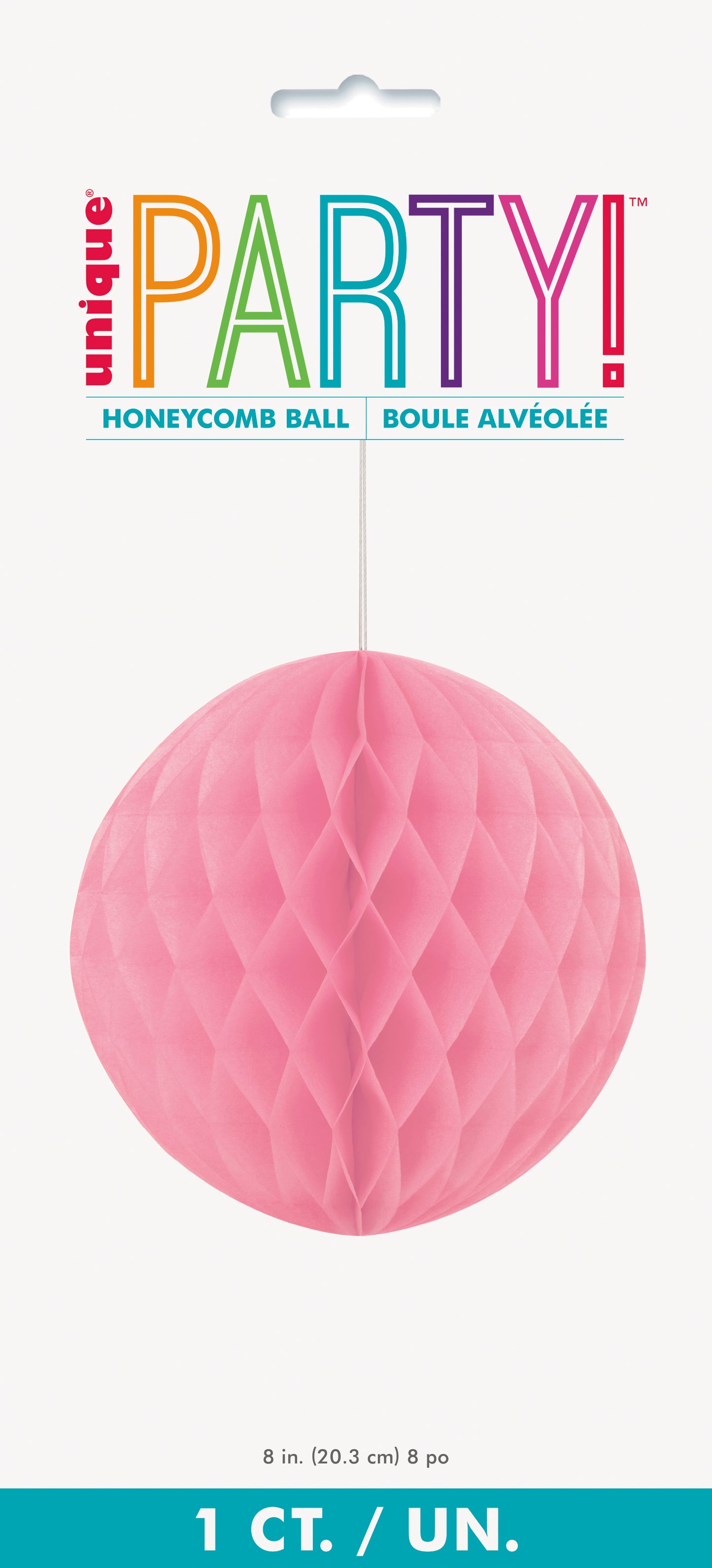 Hot Pink Solid Honeycomb Ball – 8" Party Decoration