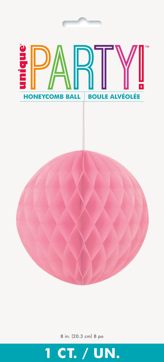 Hot Pink Solid Honeycomb Ball – 8" Party Decoration