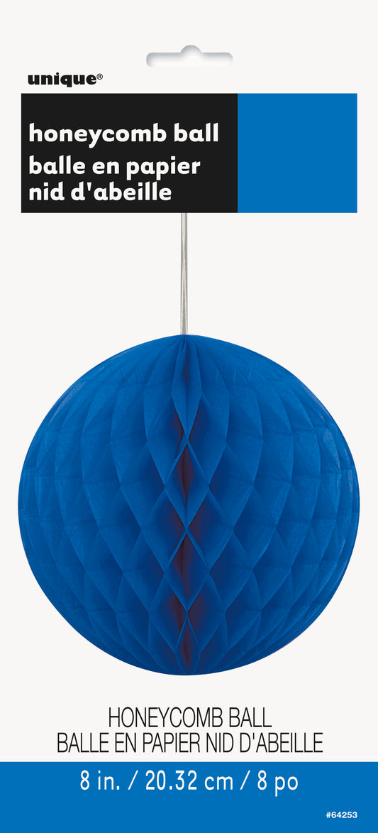 Royal Blue Solid Honeycomb Ball – 8" Party Decoration