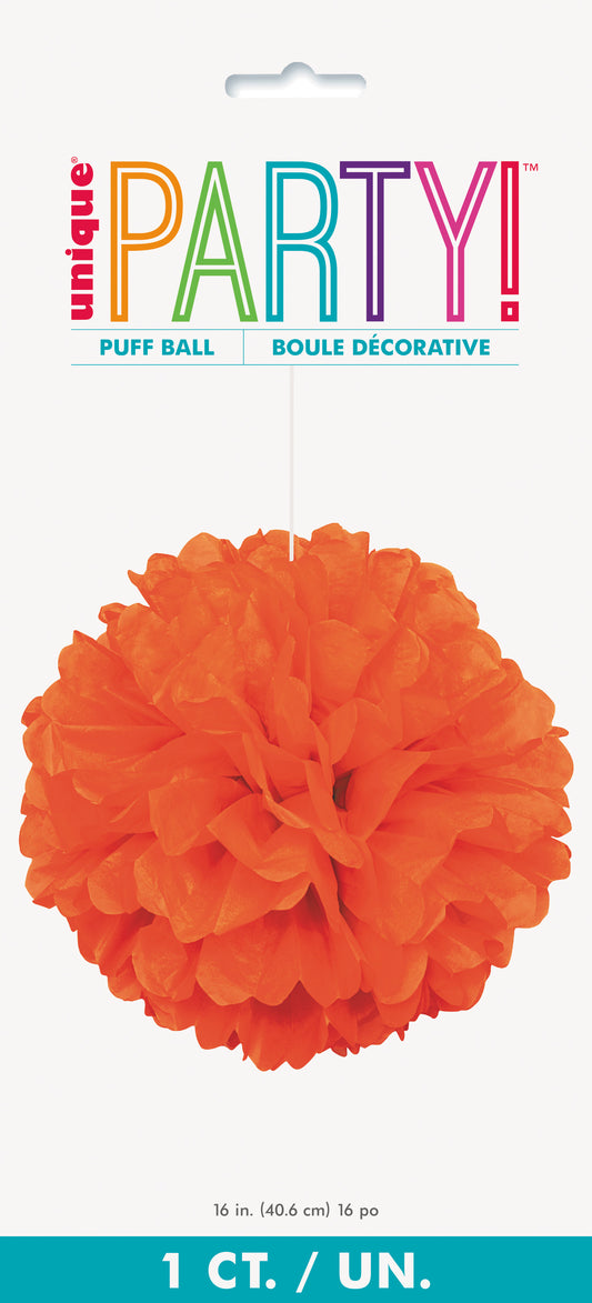 Orange Solid Hanging Tissue Pom Pom – 16" Party Decoration