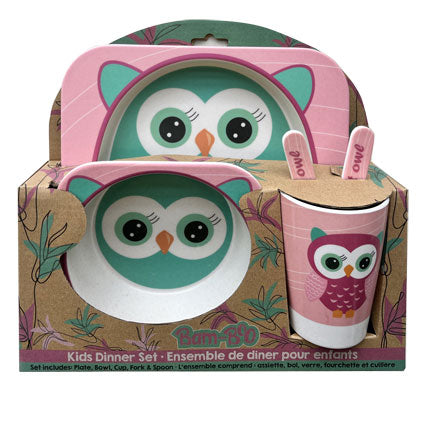 *KIDS BAMBOU DISH SET 5PCS-BABY OWL 26*7*23CM