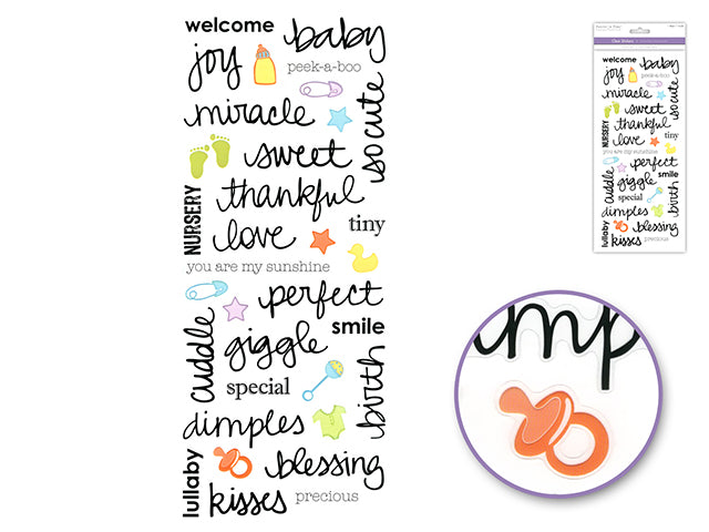 Paper Craft Sticker: 5"x12" Words & Sayings 'Clear' Photo Safe L) Welcome Baby