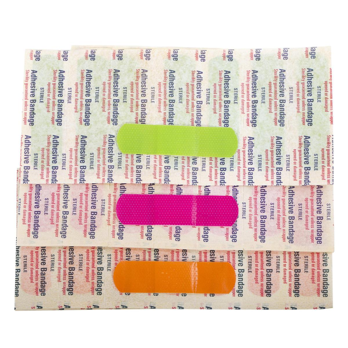 Bodico 40-pc Neon Colors Bandages, 3 col mixed,color box(HZ)