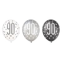 Helium Filled: Number 90 -  12" Latex Balloons, 1/PK